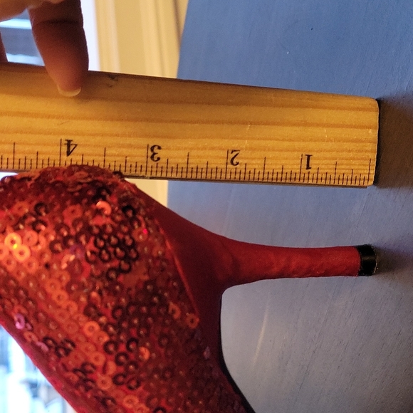 Stefani Collection Red Sequin Shoes Heels Pumps 7.5 - Picture 7 of 7